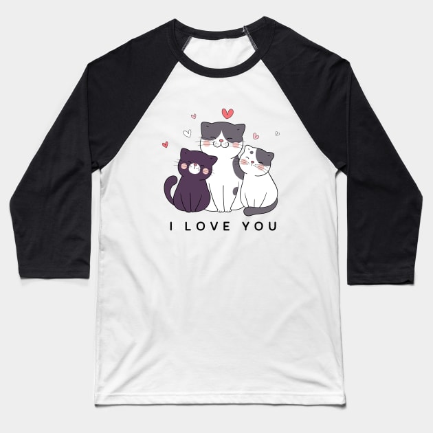 Cats Love Baseball T-Shirt by Proway Design